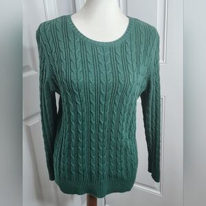 St. John's Bay Green Cable Knit Crew Neck Sweater